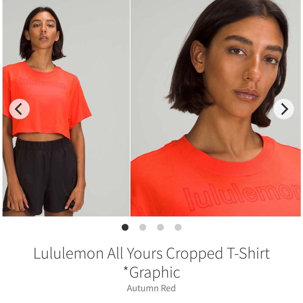 Lululemon All Yours Cropped T-Shirt *Graphic Autumn Red Womens sz M EUC